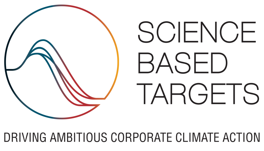 Logo der Science Based Targets Initiative (SBTi) in schwarzer Schrift mit dem Claim "Driving ambitious corporate climate action".
