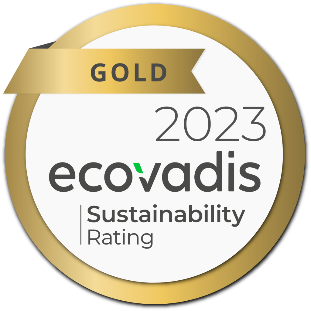 Logo der EcoVadis Gold Auszeichnung, die die Lyreco Gruppe im Jahr 2023 erhalten hat.